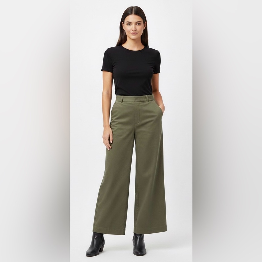 Stockholm Atelier & Other Stories light olive ankle length straight leg pants, 2